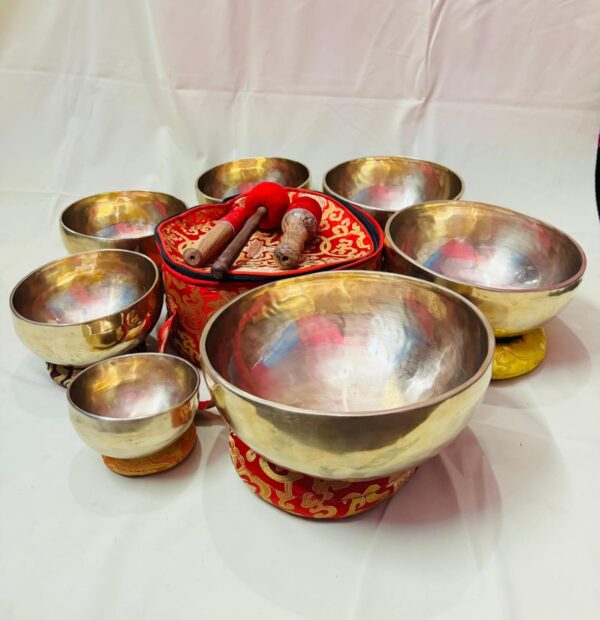Handmade Plain & Full Moon Chakra Singing Bowl Sets - Image 6
