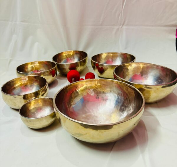 Handmade Plain & Full Moon Chakra Singing Bowl Sets